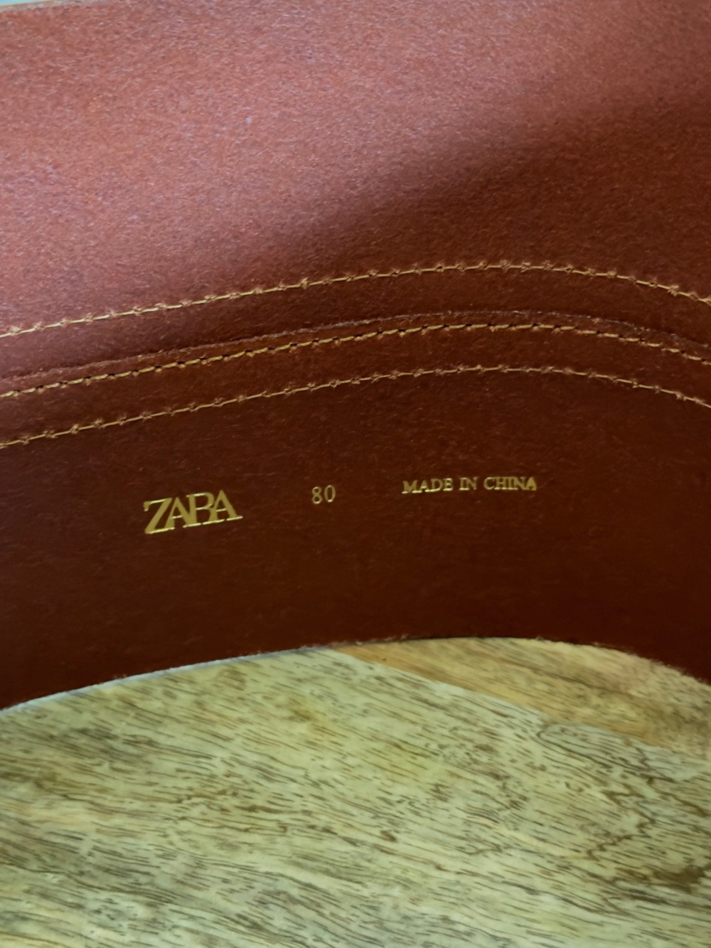 Zara Wide Leather Sash Belt - Brown with Gold Buckle - Picture 3 of 7